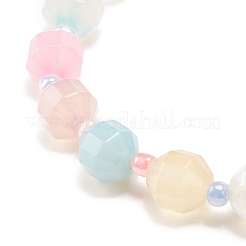 Bracciale elasticizzato in agata naturale con perline tonde e semi di vetro&nbsp;BJEW-JB08195-01