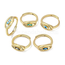 Bagues en laiton micro pavées en zircone cubique transparente émaillée pour femmes&nbsp;RJEW-L113-024G
