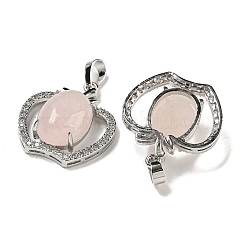 Quartz rose naturel avec pendentifs en zircone cubique transparente&nbsp;G-G133-03P-27