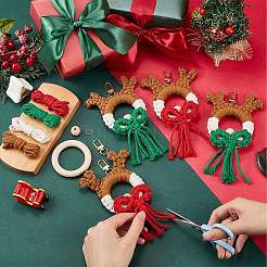 Kit de fabrication de porte-clés en coton tissé fait main à thème de Noël&nbsp;DIY-SC0028-11