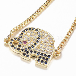 Verstellbare messing micro pave zirkonia schieberarmbänder&nbsp;BJEW-E317-39A-G