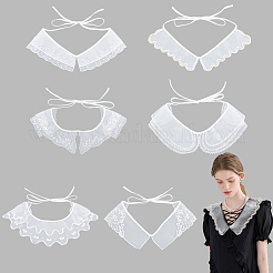 6 Stück 6 Stil weiß bestickter Organza-Kragen&nbsp;AJEW-NB0004-01