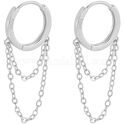 1 Paar Creolen aus Sterlingsilber mit 925 Zirkoniasteinen&nbsp;EJEW-BBC0002-04P