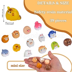 39 Stück niedliche Tierfiguren aus Kunstharz im 13-Stil-Ornament&nbsp;DJEW-SZ0001-11