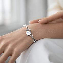 Set di eleganti gioielli con collana e bracciale a forma di cuore in argento sterling placcato oro S925&nbsp;MD3868-3