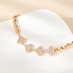 Pulseras de cadena de eslabones de circonita cúbica con micro pavé de latón&nbsp;KK-R217-39G