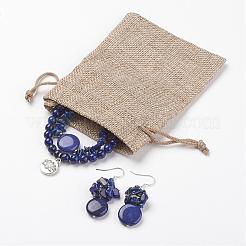 I braccialetti dell'involucro dei beads del lapis lazuli e gli insiemi dei monili degli orecchini&nbsp;SJEW-JS00905-03