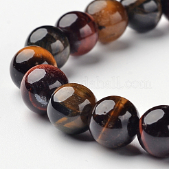 Natürliche Tigerauge runde Perle Stretch-Armbänder&nbsp;BJEW-L594-A03