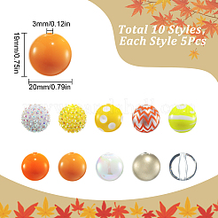 50 Stück Acrylperlen mit Thanksgiving-Motiv in 10 Stilen&nbsp;SACR-SC0001-21