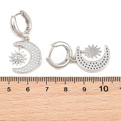 Orecchini pendenti a cerchio in ottone con micro pavé di zirconi cubici&nbsp;KK-CBA8324-05B-P