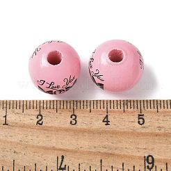 Perles européennes en bois imprimées sur le thème de la fête des mères&nbsp;WOOD-F016-13