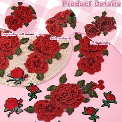 12 pieza de parches termoadhesivos de tela de poliéster con bordado de flores de 3 estilos&nbsp;PATC-GA0001-52