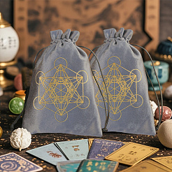 Sacchetti rettangolari con coulisse per la conservazione dei tarocchi in velluto con stampa in oro per la divinazione&nbsp;ABAG-WH20001-25C