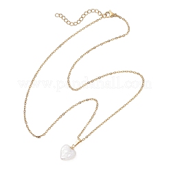 Barocke Herzanhänger aus natürlicher Keshi-Perle an einer Kabelkette aus Edelstahl 304 für Damen&nbsp;NJEW-JN05964