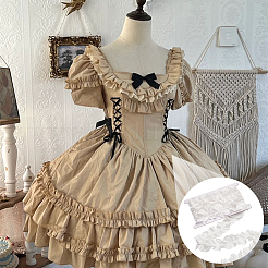 3 mètre de ruban de dentelle plissée brodé de fleurs en coton&nbsp;OCOR-MA0001-14B