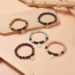 Bracelet extensible perlé de pierres précieuses naturelles et synthétiques&nbsp;BJEW-JB09312