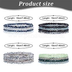 4 Set mit 4-farbigen Stretch-Armbändern aus glitzernden Glasperlen&nbsp;BJEW-AN0001-67