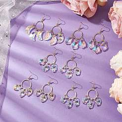 Pendientes colgantes de vidrio con forma de luna&nbsp;EJEW-JE06116