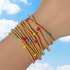 Bracciale elastico con perline di vetro di Boemia in 3 stili&nbsp;LN2670-1