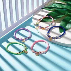 Braccialetto elastico fatto a mano con perline heishi in argilla polimerica&nbsp;BJEW-JB07279