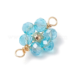 7 Stück 7 Farben galvanisieren ab Farbe transparentes Glas facettierte Rondell & Messing runde Perlen Blumen Verbinder Charms&nbsp;PALLOY-JF03466