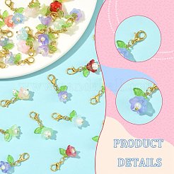 72 stücke 18 arten transparent zwei ton spray bemalt glas blume anhänger dekorationen&nbsp;HJEW-SZ00115