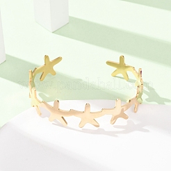 Bracelets manchettes en acier inoxydable 304 en forme d'étoile de mer pour femmes&nbsp;BJEW-Z176-01G