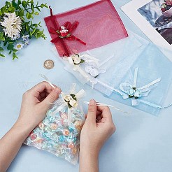 40 Stück 4 Farben 3D-Blumen-Organza-Kordelzugbeutel&nbsp;OP-BBC0001-06A