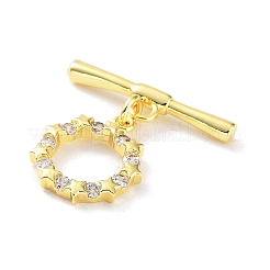 Fermoirs à bascule en laiton plaqué micro pavé de zircone cubique transparente&nbsp;KK-P247-13G