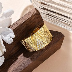Mikropavé-Manschettenringe aus klarem Zirkonia aus Messing für Damen&nbsp;RJEW-Q009-08G
