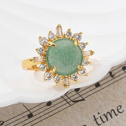 Sonnenblumen Naturgrün Aventurin Fingerringe&nbsp;RJEW-B113-03G-03