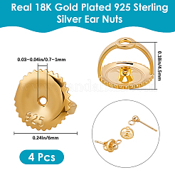 4 Stück 925 Ohrmuttern aus Sterlingsilber&nbsp;STER-BBC0008-61G