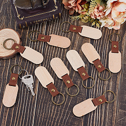 25 porte-clés en bois avec pendentif en similicuir&nbsp;KEYC-SP0001-04