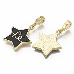 Pendentifs avec zircon cubiques à micro-pavés en laiton&nbsp;ZIRC-T014-015C-NF