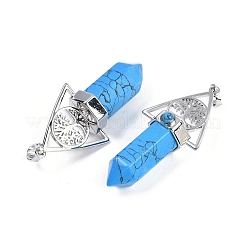 Pendentifs de grande taille en forme de balle pointue à facettes en turquoise synthétique teintée&nbsp;G-H076-02P-07