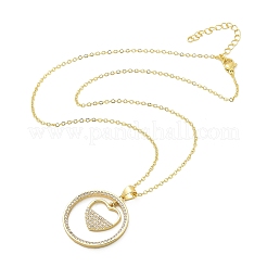 Collane con ciondolo ad anello in ottone micro pavé di zirconi cubici trasparenti&nbsp;NJEW-P322-A04-G