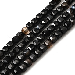 Fili di perline agata nero naturale&nbsp;G-F797-A19-01