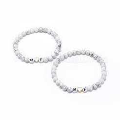 Set di braccialetti stretch in howlite naturale da 2 pezzo&nbsp;BJEW-JB08673-02