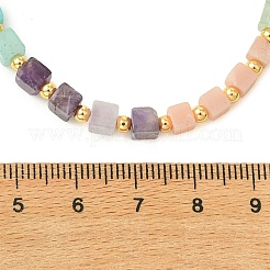 Colliers de perles cubiques en quartz vert fraise naturel&nbsp;NJEW-JN06610