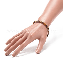 Pulsera elástica con cuentas de columna de ojo de tigre natural&nbsp;BJEW-JB08989-04