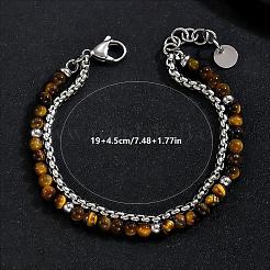 Bracelets à un rang de perles rondes en œil de tigre naturel&nbsp;EI8345-1