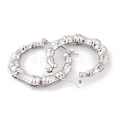 Pendientes de aro de acero inoxidable 304 con junta de bambú que no se deslustran para mujer&nbsp;EJEW-G388-01P