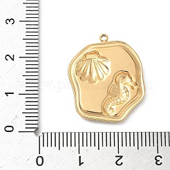 Pendentifs en résine époxy en acier inoxydable 304 avec coquillage naturel et paillettes à l'intérieur&nbsp;STAS-L026-17G-N03