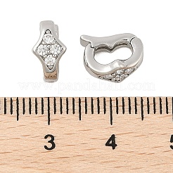 Fermoirs repliables en laiton micro pave zircone cubique transparente&nbsp;KK-U056-10P