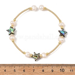 Stretcharmbänder aus natürlicher Paua-Muschel und Kartoffelperlen&nbsp;BJEW-JB14172-02