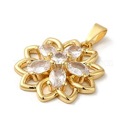 Porte micro ouvrent pendentifs zircone cubique en laiton de placage&nbsp;KK-P241-38G