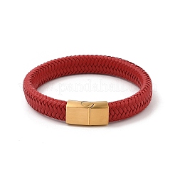 Ionenplattierte (IP) geflochtene Mikrofaser-Lederarmbänder für Männer&nbsp;BJEW-Z081-06G