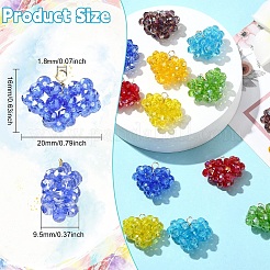 7 pendentif en forme de cœur en perles de verre et fil de cuivre fait à la main&nbsp;PALLOY-CJ00101