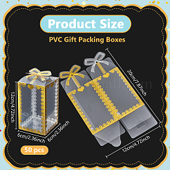 Cajas de regalo de PVC transparente con estampado de corazón plegables&nbsp;CON-WH0085-192B-01