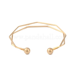 Placcatura ionica (ip) 304 acciaio inossidabile 2 linea braccialetti aperti per le donne&nbsp;BJEW-S155-02G